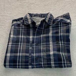 Wolverine Men's Navy Plaid Button Down Shirt